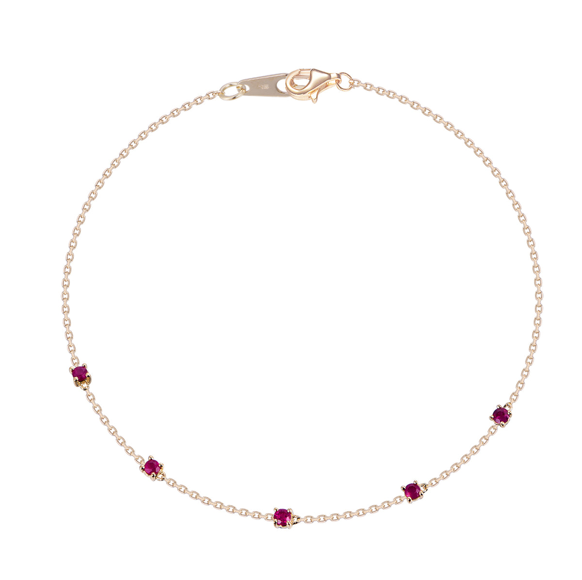 14K Yellow Gold Ruby Station Bracelet