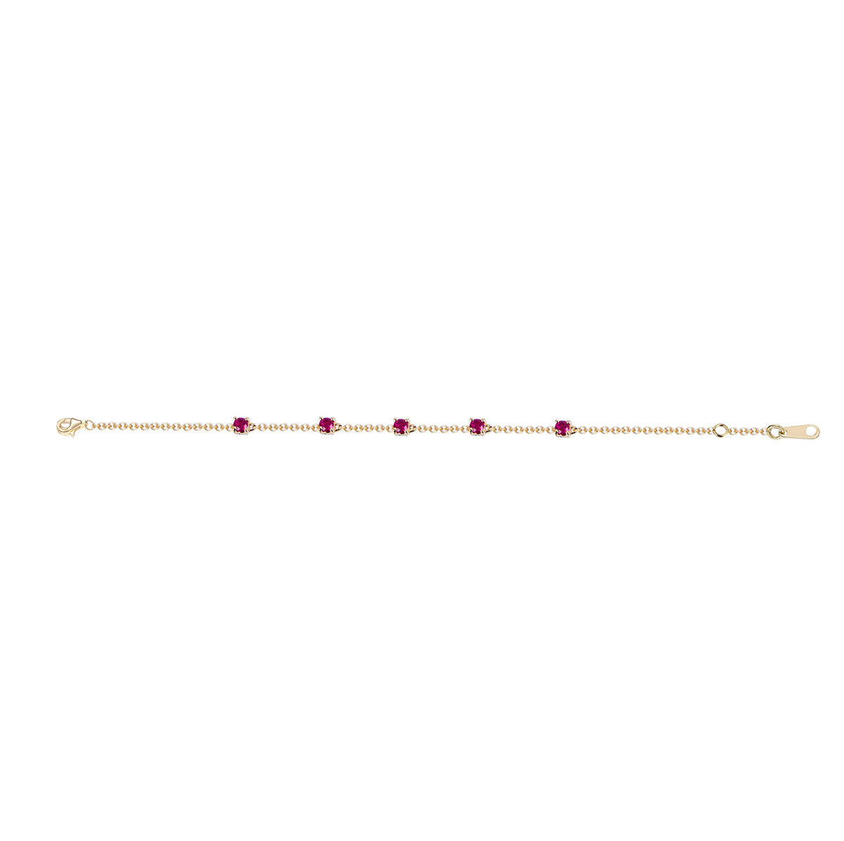 14K Yellow Gold Ruby Station Bracelet