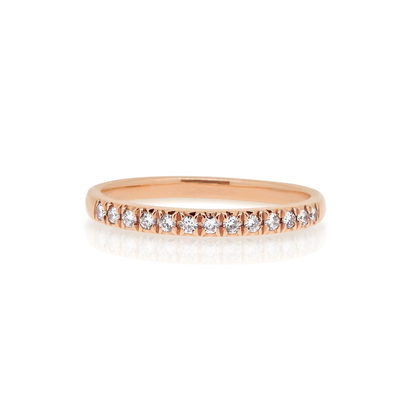 14k Rose Gold Half Eternity Stacker