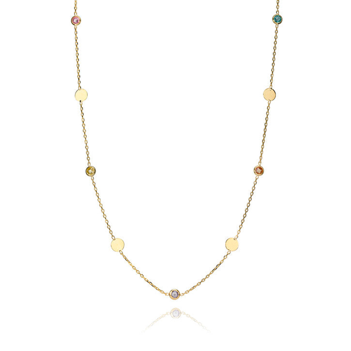 14k Yellow Gold Multi Coloured Stone Necklace