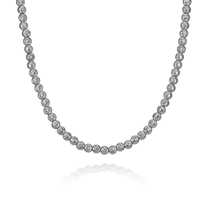 18k White Gold Hammered Ball Link Chain