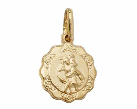 14k Yellow and White Gold Two Tone Baptismal Pendant