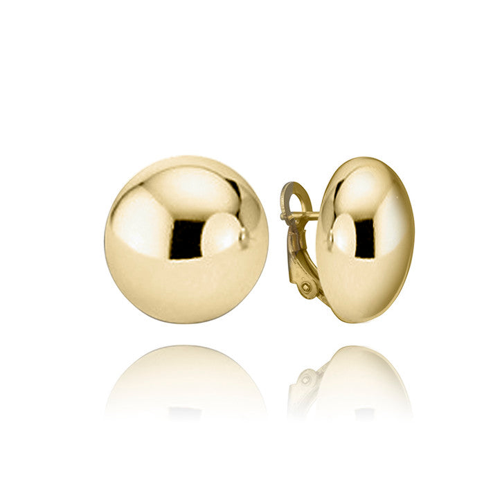 14K Yellow Gold Button Stud Earrings