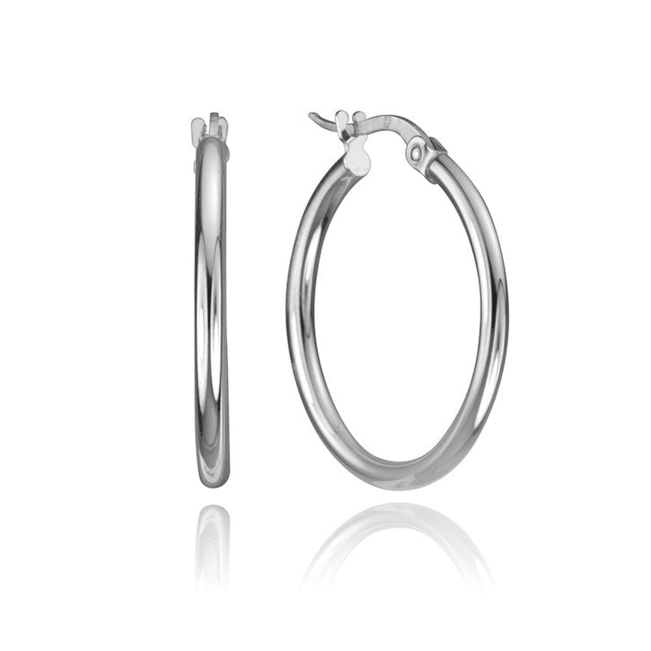 14K White Gold Hoop Earrings