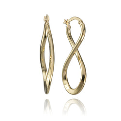 18K Yellow Gold Infinity Hoop Drop Earrings