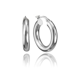 14K White Gold Hoop Earrings