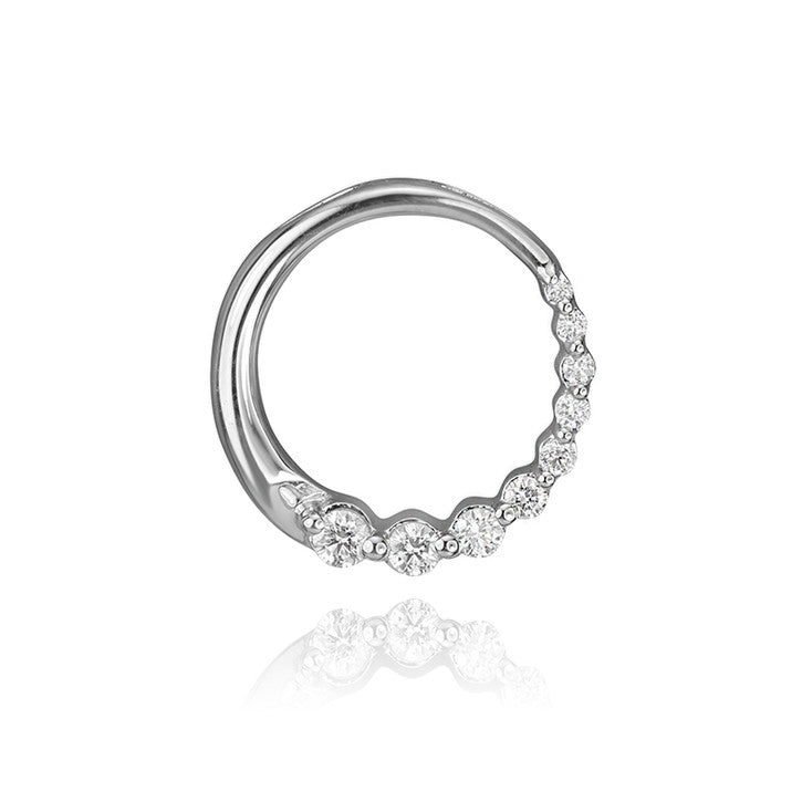 14K White Gold Diamond Crescent Pendant