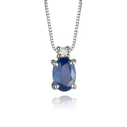 18K White Gold Sapphire Diamond Necklace