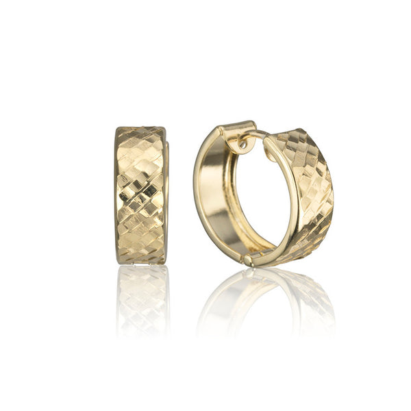 18K Yellow Gold Hammered Hoop Earrings