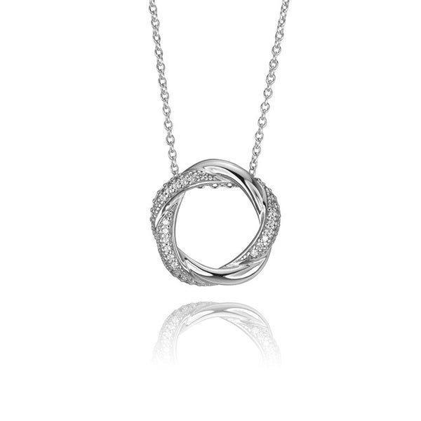 18K White Gold Cubic Zirconia Eternity Necklace