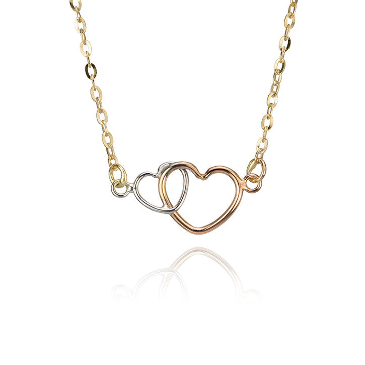 18k Tri Coloured Gold Heart Necklace
