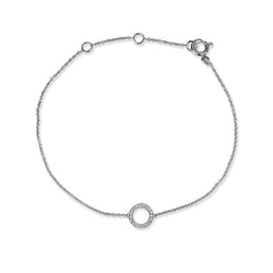 14K White Gold Petite Diamond Circle Bracelet