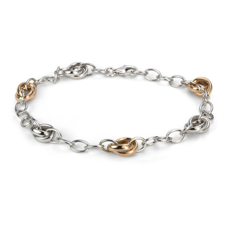 18K White and Pink Gold Rolo Link Bracelet