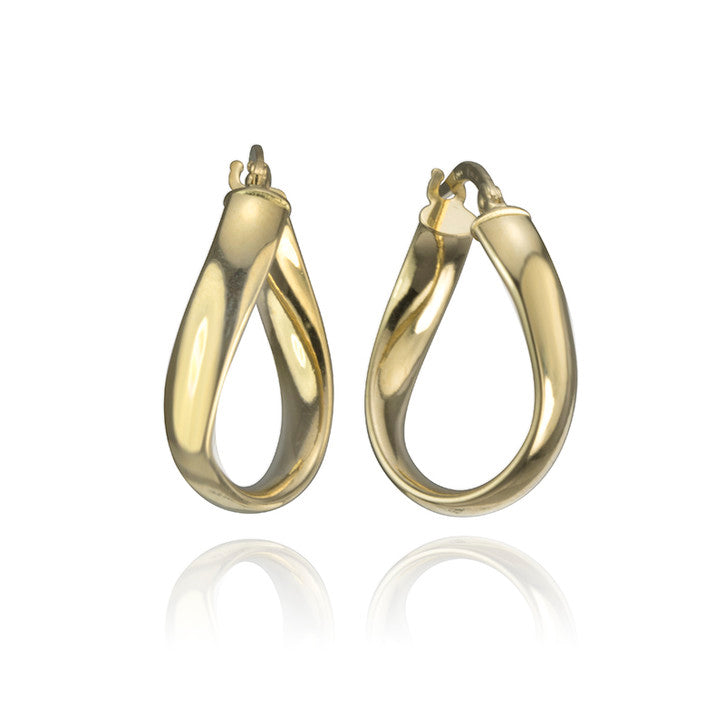 18K Yellow Gold Twisted Hoop Earrings