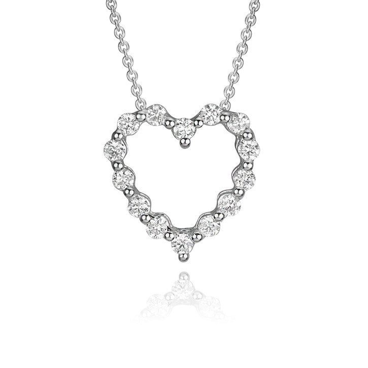 14k White Gold Diamond Heart Pendant