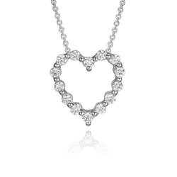 14K White Gold Diamond Heart Pendant