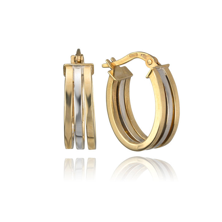 18K Duotone Trio Hoops