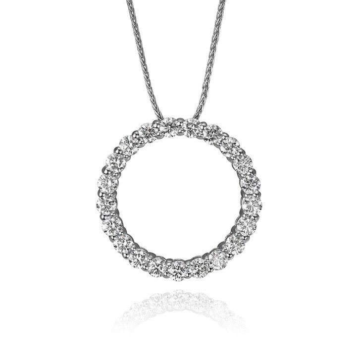 14k White Gold Diamond Circle Necklace