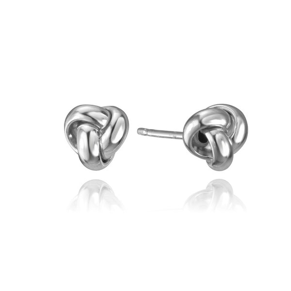 14K White Gold Knot Stud Earrings