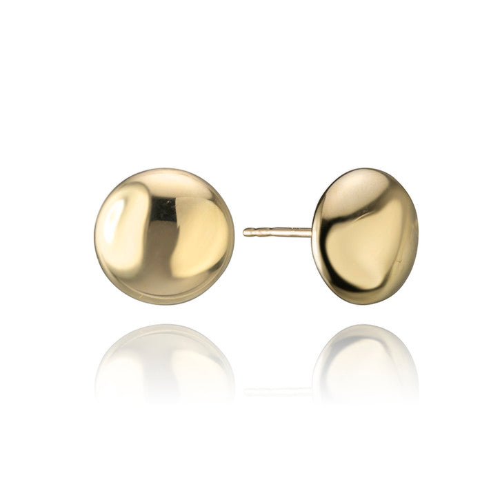 14K Yellow Gold Round Stud Earrings