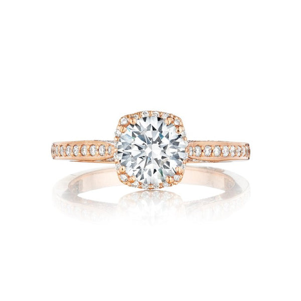 Tacori Dantela 18K Pink Gold and Diamond Engagement Ring