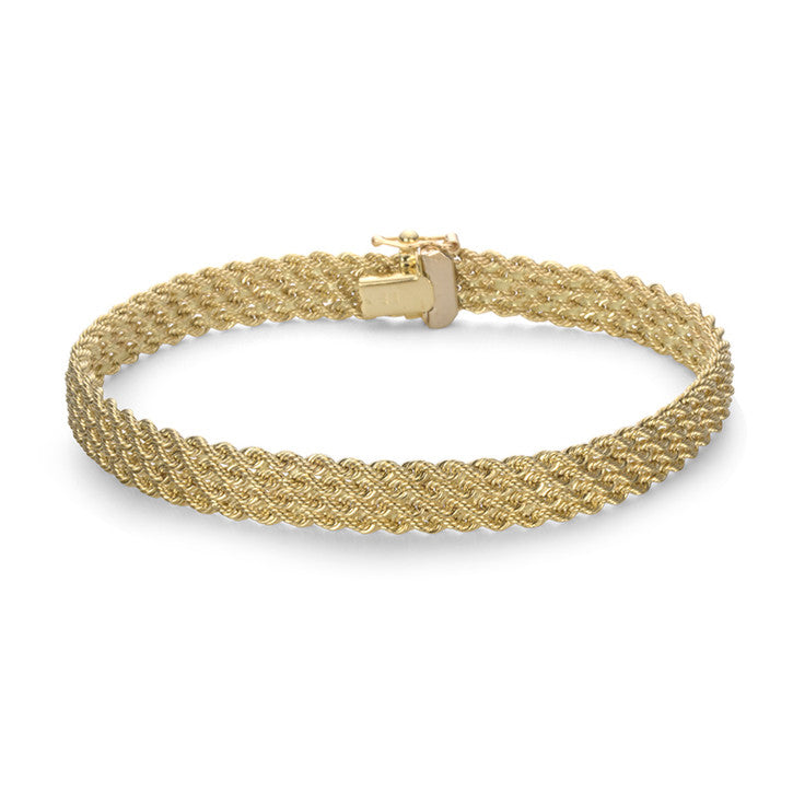 14K Yellow Gold Multi Strand Rope Link Bracelet