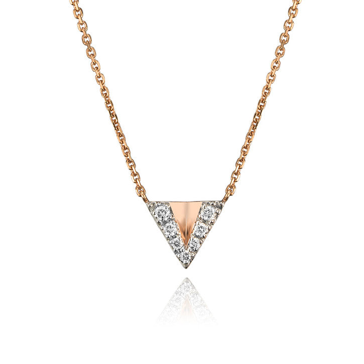 14K Rose Gold Diamond Arrow Pendant