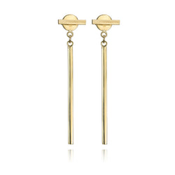 14K Yellow Gold Bar Dangle Earrings