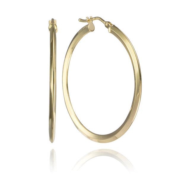 14K Yellow Gold Knife-Edge Hoop Earrings