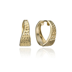 10K Yellow Gold Wavy Huggie Hoop Earrings