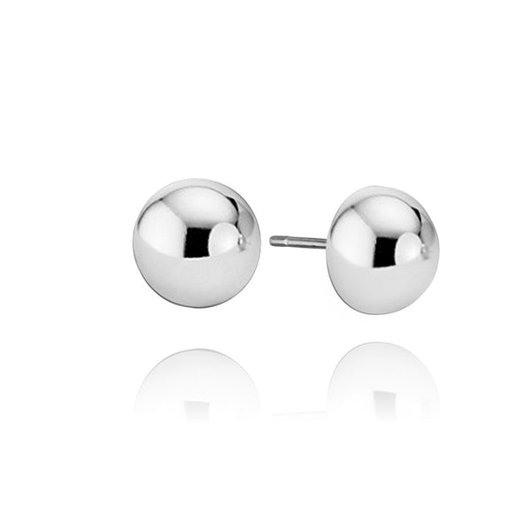 14K White Gold Button Stud Earrings