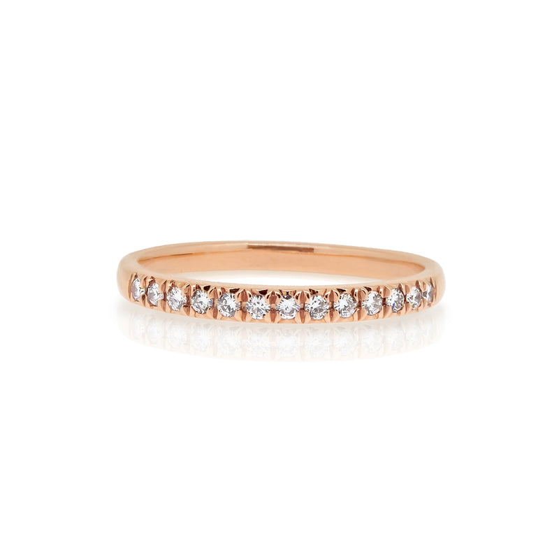 14K Rose Gold Half Eternity Stacker