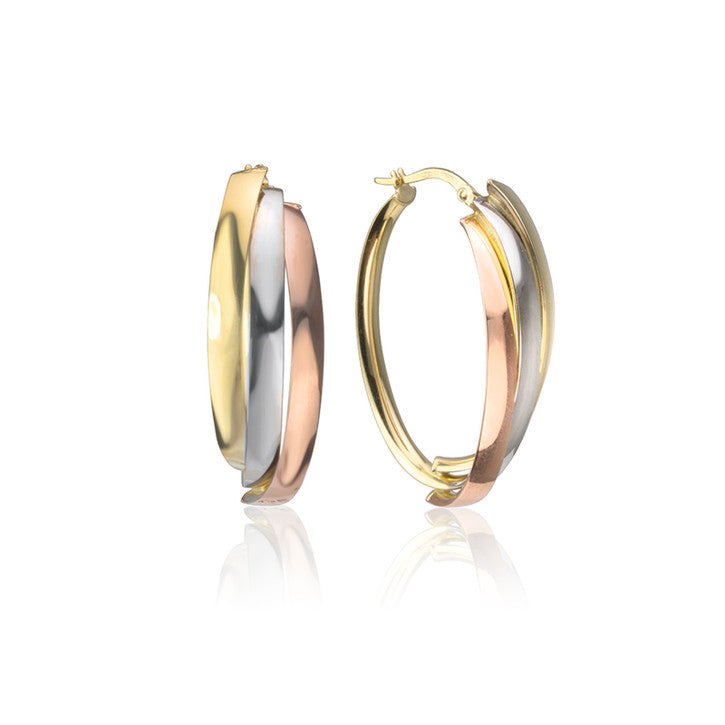 18K Tri-Colour Gold Hoop Earrings