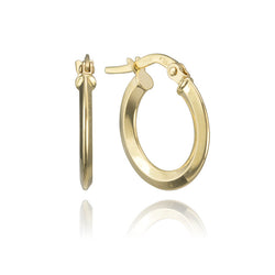 18K Yellow Gold Knife Edge Hoop Earrings