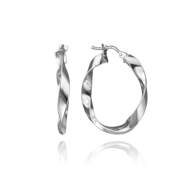 18K White Gold Spiral Hoop Earrings