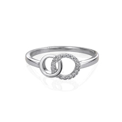 14k White Gold Double Loop Diamond Ring