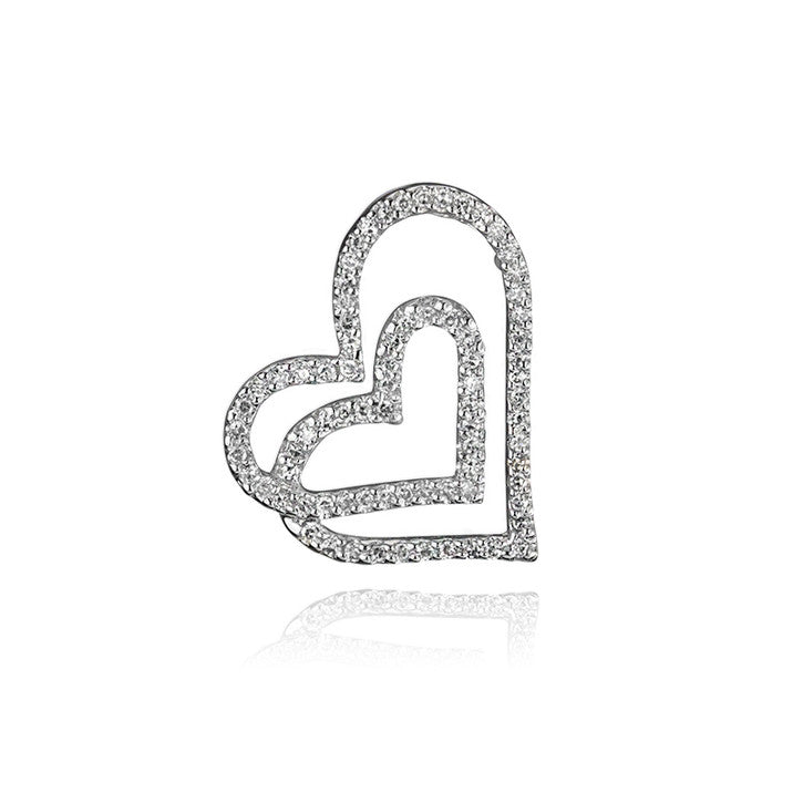 14K White Gold Diamond Heart Pendant