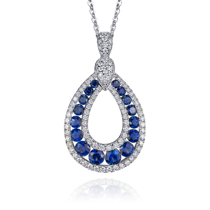 18k White Gold Sapphire and Diamond Pendant