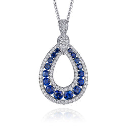 18K White Gold Sapphire and Diamond Pendant