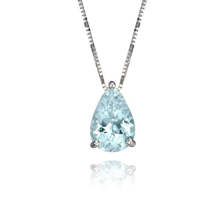 18K White Gold Aquamarine Necklace