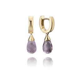 14K Yellow Gold and Purple Amethyst Earrings