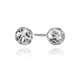 14K White Gold Diamond Cut Ball Studs