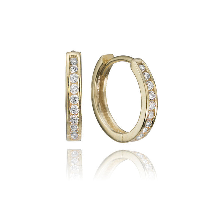 10K Yellow Gold Cubic Zirconia Hoop Earrings