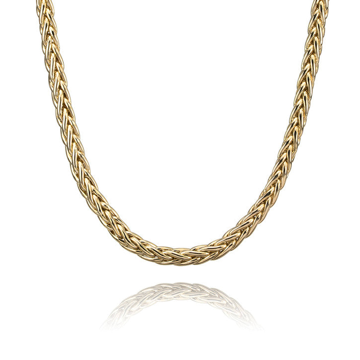 10k Yellow Gold Hollow Franco Link Necklace
