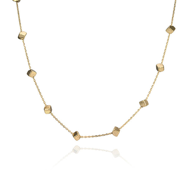 18K Yellow Gold Geometric Necklace