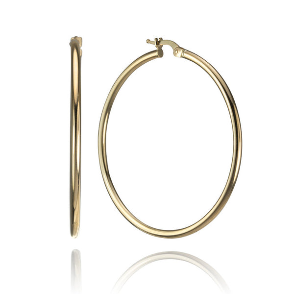 14K Yellow Gold Classic Large Hoop